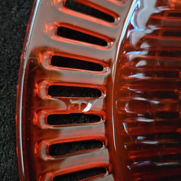 Vtg US Glass Tiffin #8076 Tangerine Amberina Open Work Ribbon Console Bowl *Read - Picture 12 of 13